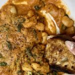 Cozy high protein pumpkin tomato soup with butter beans