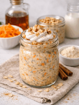 Carrot cake inspired overnight oats with coconut whip
