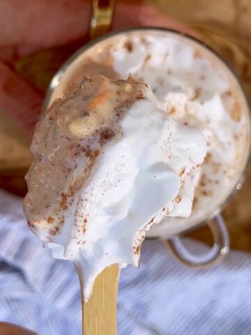 High-protein carrot cake overnight oats topped with walnuts and cinnamon